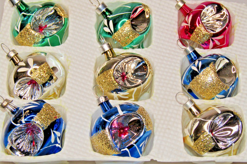 Lot vtg glass glitter indent - vtg,
