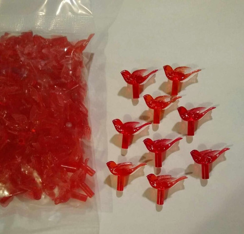 Red feather doves - red, birds